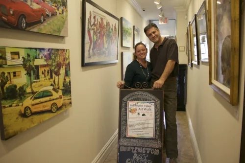 Wendy Curtis and Tom Northrop, co-owners of the Huntington Art Center, are gearing up for the fourth Huntington Village Art Walk this Sunday. Long Islander News Photo/Janee Law