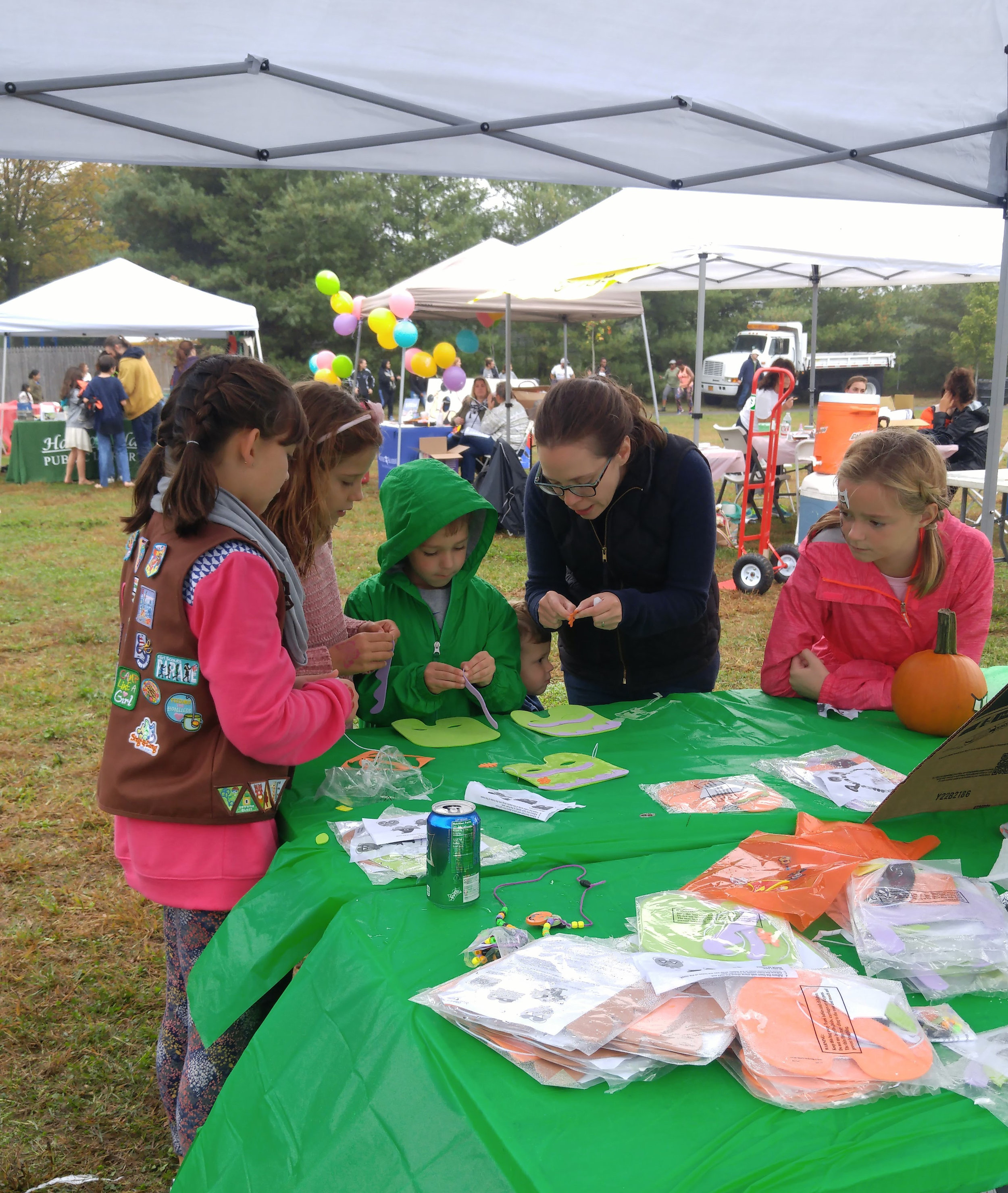 Local Girl Scouts from Greenlawn Troop 1734 enjoyed making Frankenstein faces. Photo Courtesy of Rachael Risinger