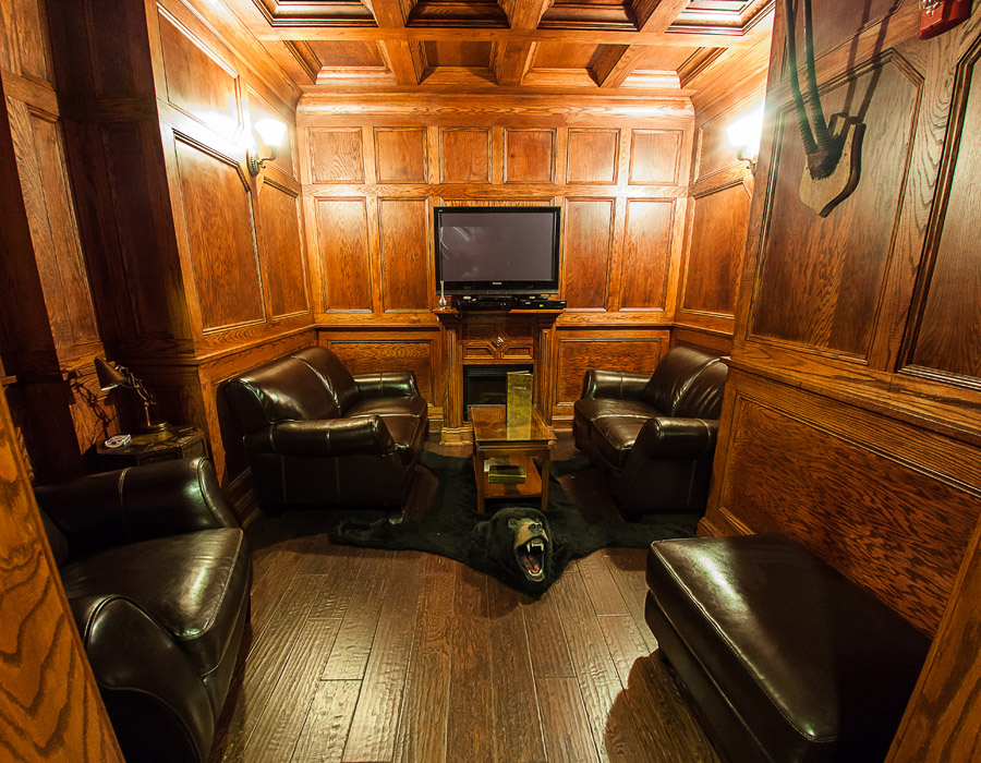   The wood-paneled Roosevelt Room is a tribute to TR, complete with bearskin rug and fireplace.  