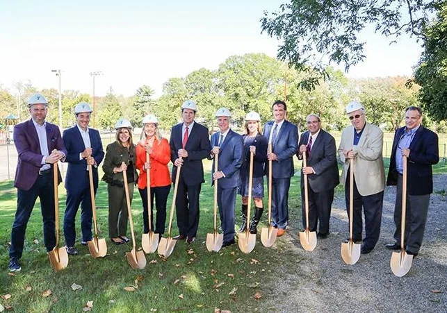 Representatives from the YMCA of Long Island, Huntington Supervisor Frank Petrone, third from right, and New York State officials broke ground on Oct. 20 to build a Healthy Living Center at the Huntington YMCA location. Photo Courtesy of YMCA of Long Island
