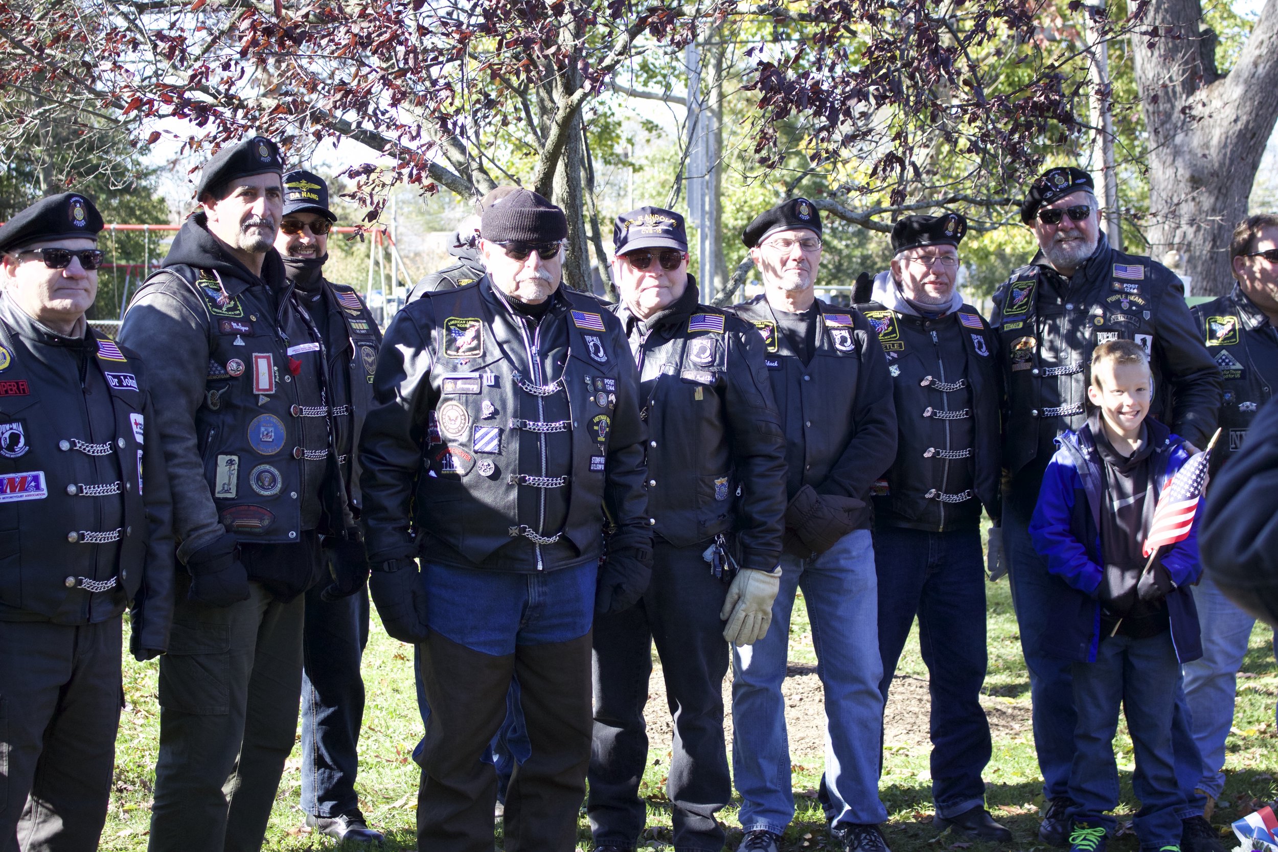   American Legion Riders of the Greenlawn Post 1244 attend the annual Veterans Day Ceremony at the Greenlawn Memorial Park.   Long Islander News Photo/Janee Law  