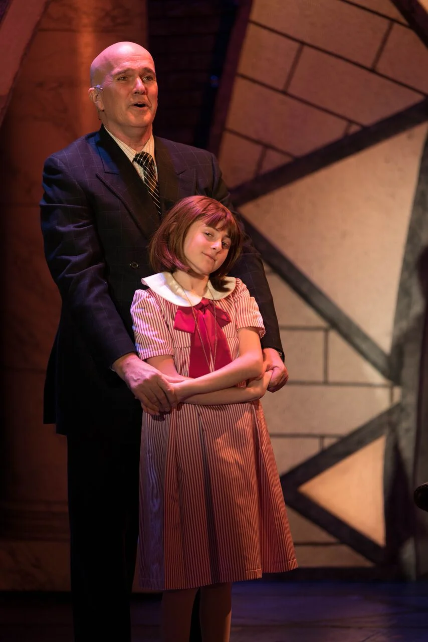   The relationship between George Dvorsky (as Oliver Warbucks) and Presley Ryan (as Annie) is captivating.   Photo by Michael DeCristofaro  