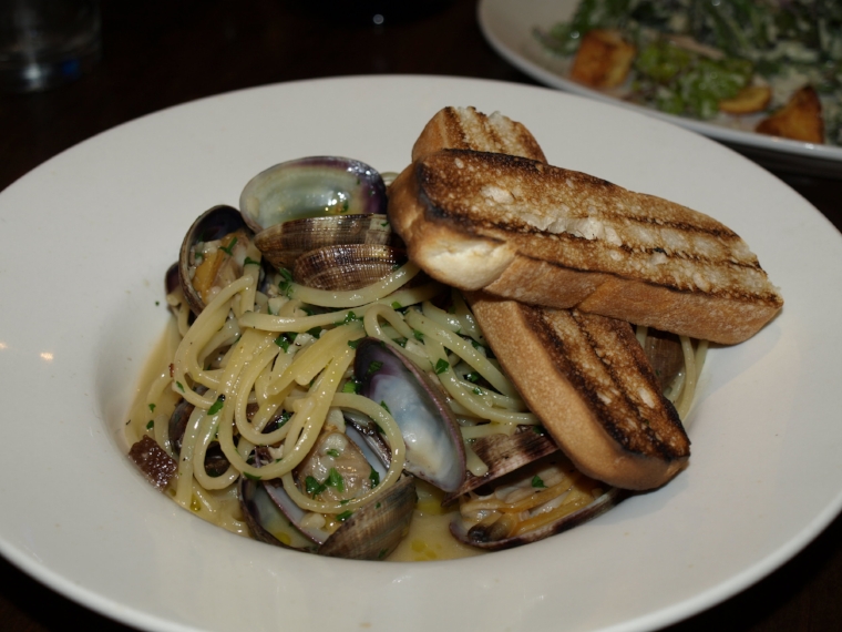  The Classic Linguine and Clams ($22) features manila clams served with guanciale, garlic, white wine, parsley and rustic bread over linguine.&nbsp;  Long Islander News Photo/Connor Beach  