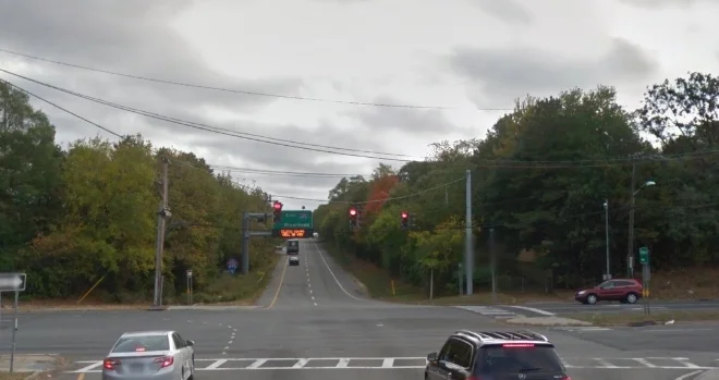 Police said a fatal crash on Monday at the intersection of Express Drive South and Route 111 in Hauppauge also seriously injured a Dix Hills man. Photo/Google Maps