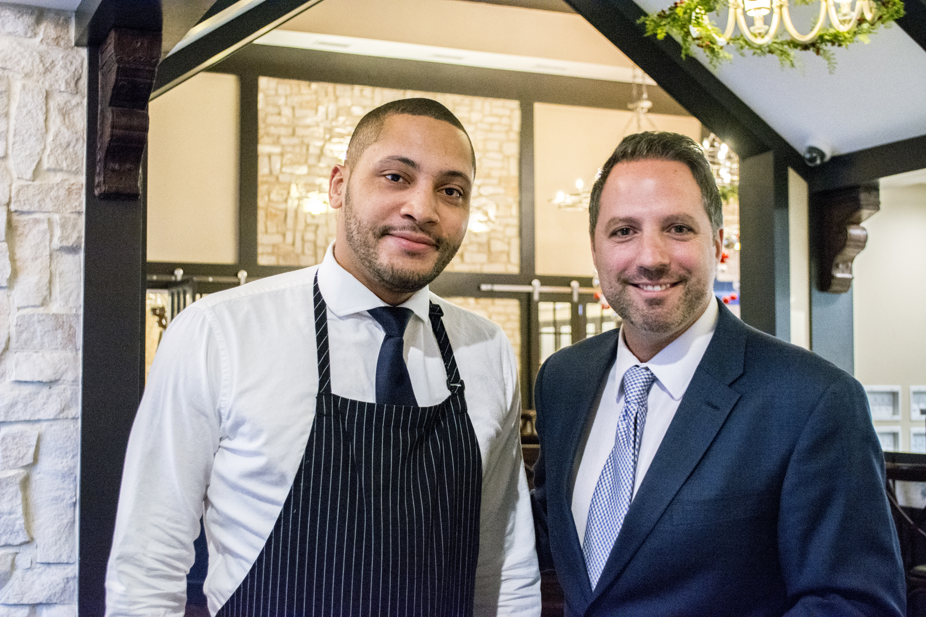   Matteo’s Floor Manager Vincent Lorusso, right, exemplifies the friendly and professional service at the recently re-opened Italian restaurant   Long Islander News photos/Barbara Fiore     &nbsp;   