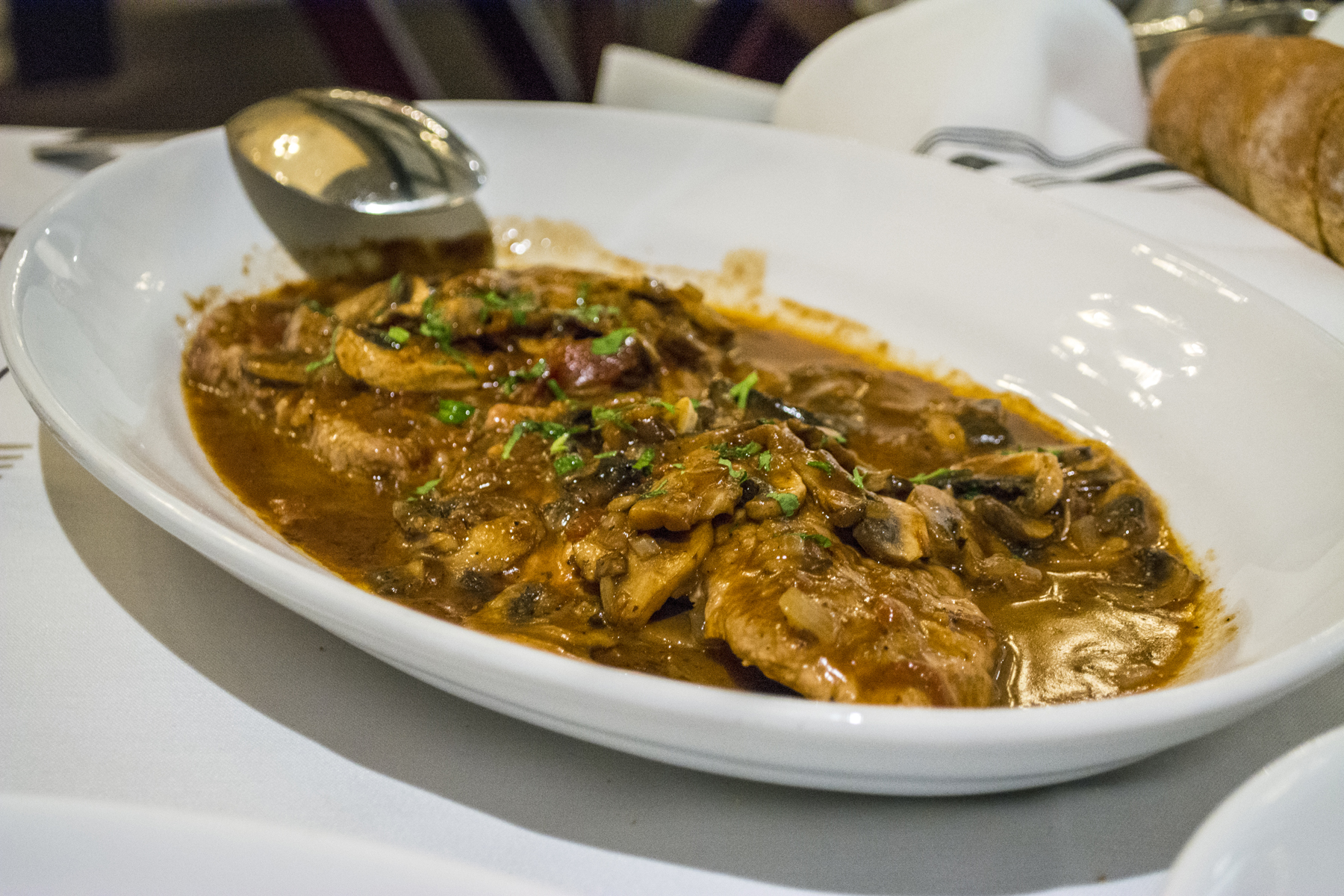   The Veal Marsala ($24/$33) is served with mushrooms and a Marsala wine sauce.   Long Islander News photos/Barbara Fiore  