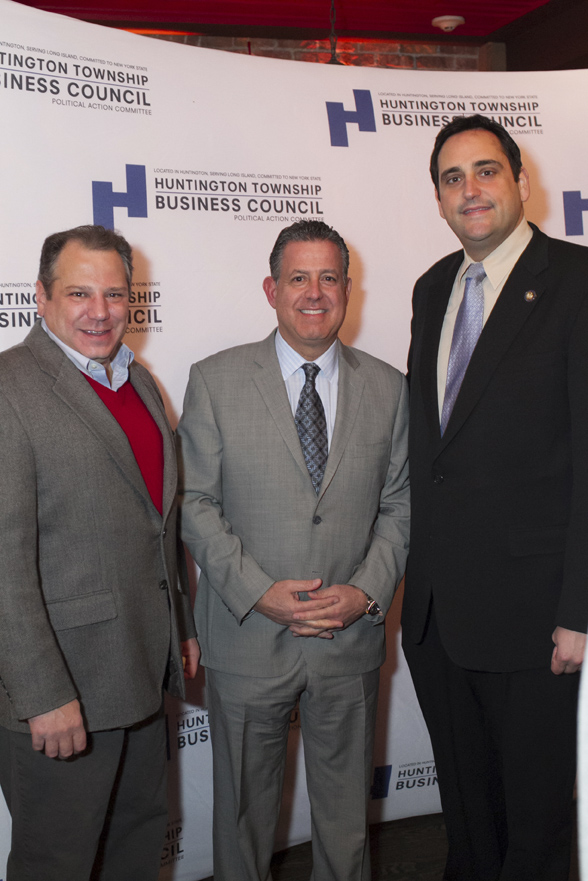 Assemblyman Andrew Raia, Alure Home Improvements’ Sal Ferro and Supervisor-elect Chad Lupinacci. Photos/Viewpoint Photography
