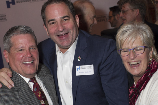 HTBC committee members Bill Bohn and Bob Bontempi share a laugh with Pam Setchell. Photos/Viewpoint Photography