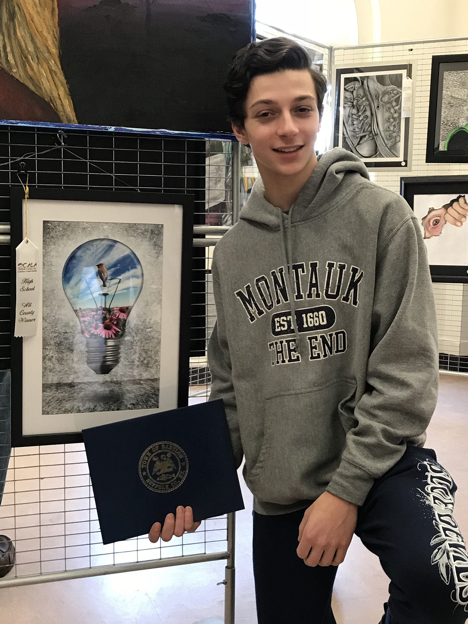   Joseph Garetano took first place in the digital media category of the Suffolk County Art Leaders Association All County &amp; Scholarship Show.     