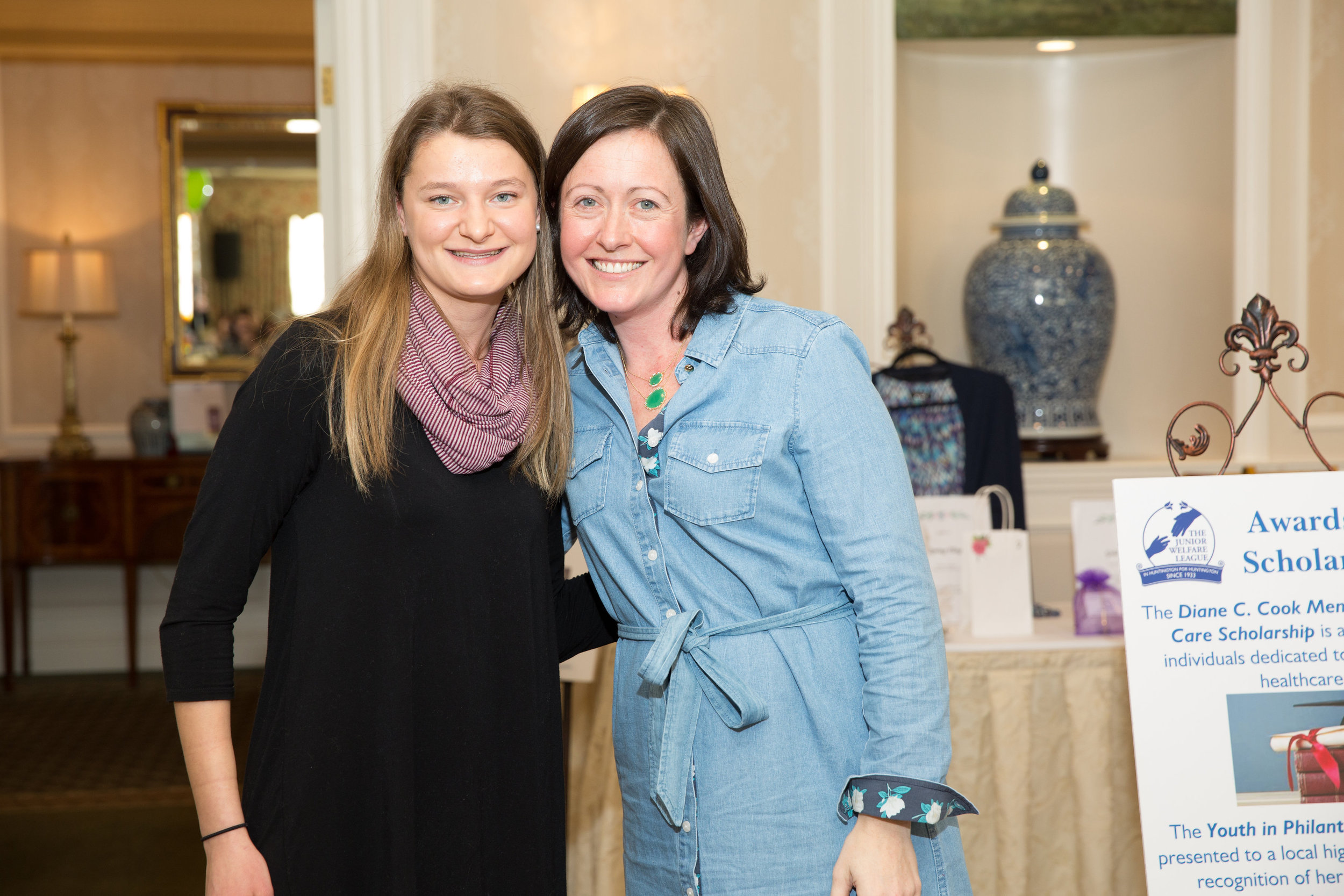 Award chair Andrea Boccard, right, presents this year’s Youth in Philanthropy award to Huntington High School senior Niamh Condon.