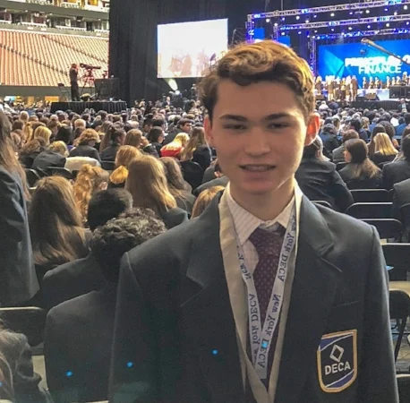 Half Hollow Hills High School East sophomore William Banai is pictured in Atlanta, where he competed against students from all over the world at the 2018 DECA International Career Development Conference.