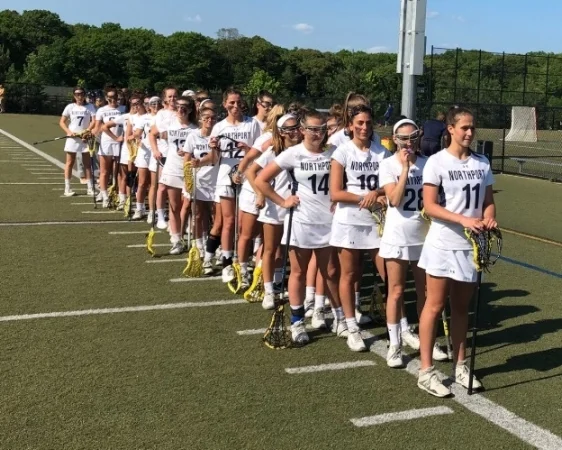 The Northport Lady Tigers ready to face off against Riverhead in the county Class A semifinal on May 23. (Photo/Twitter/@NPTTigerSports)