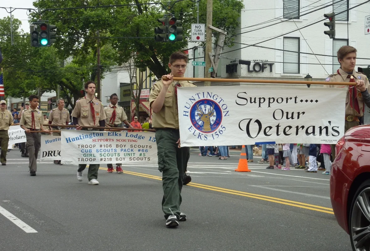  Huntington BPO Elks Lodge 1565 was joined on the march by Boy Scout Troops 106 and 210, Cub Scout Pack 85, Pack 85, and Girl Scout Unit 5.  