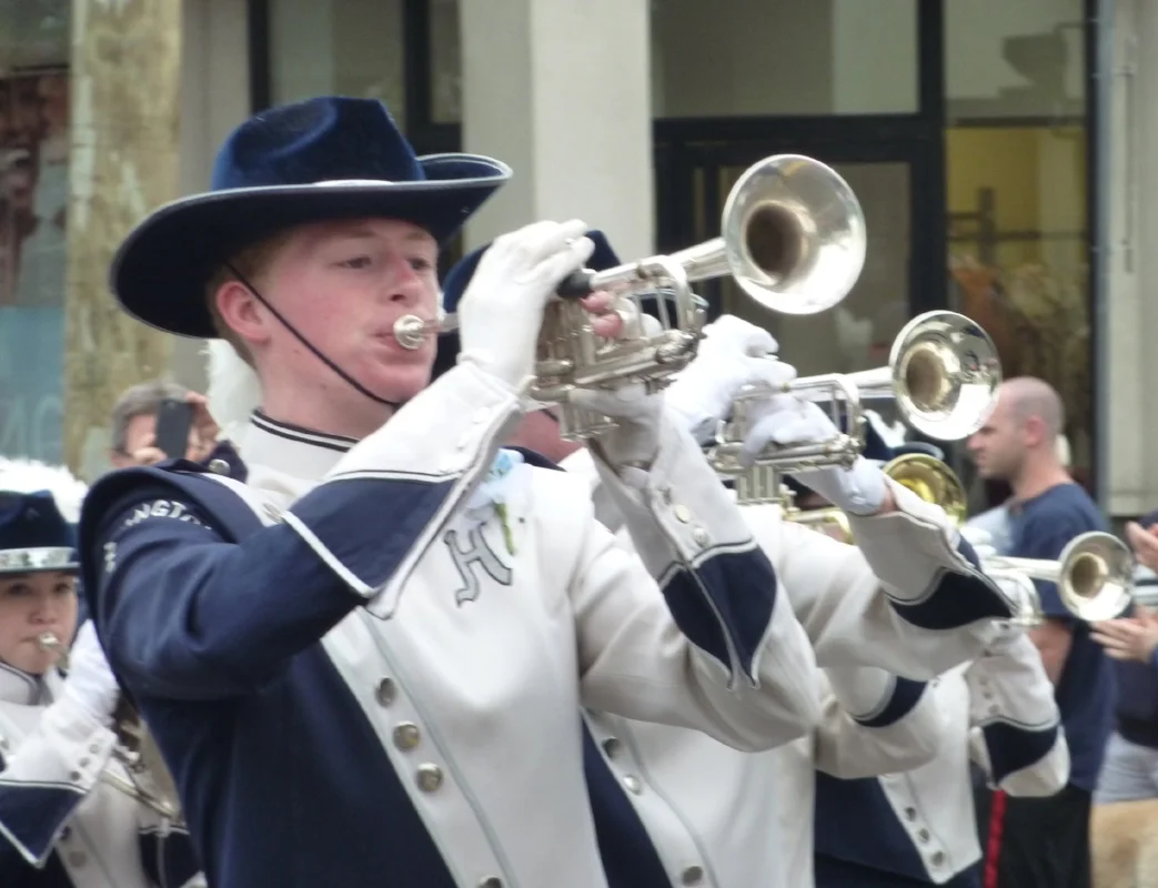   The marching Blue Devils brass section.  