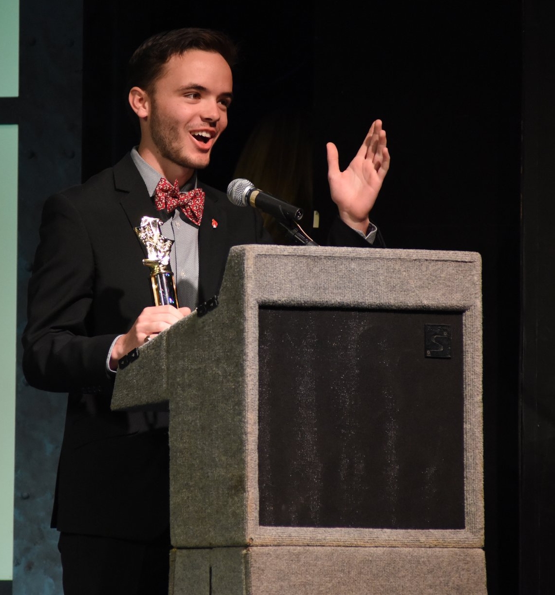   Aidan Mallon, of Hills East, won “Best Actor in a Play” for his role as Rev. Hale in “The Crucible.”  