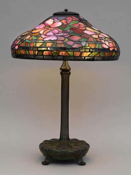  Tiffany Studio, “Spring Peony Table Lamp,” c. 1900-1920, Heckscher Museum of Art  