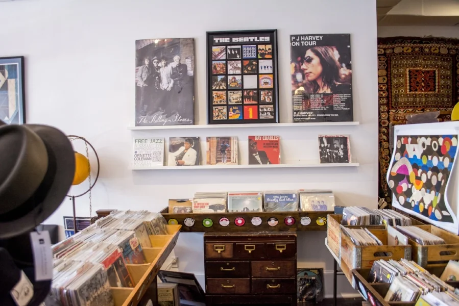   Some of the vinyl records available at Industry.  