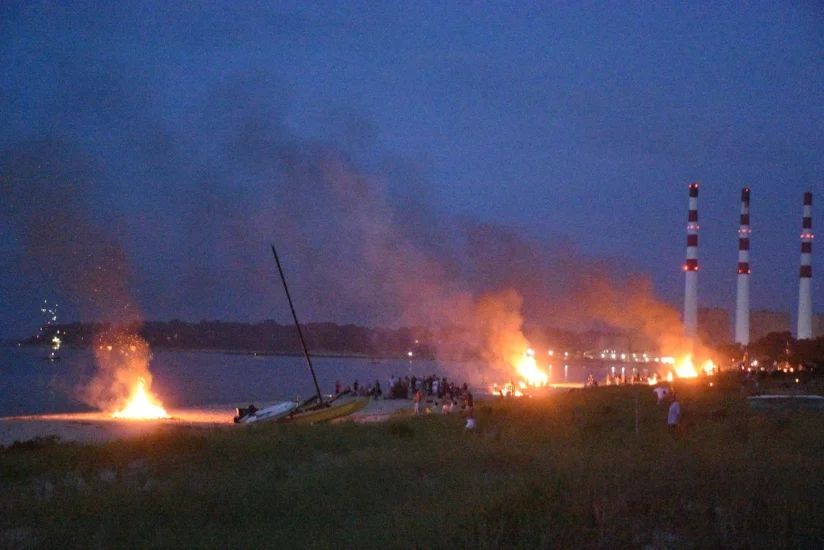   As is tradition, bonfires and fireworks fill the night sky at Asharoken Beach on July 4.  