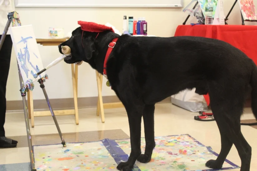   Dagger DogVinci demonstrates how to paint from the heart.   (Long Islander News photos/Tatiana Belanich)  