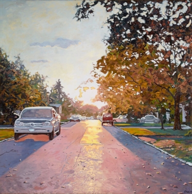 Shain Bard of Huntington earned an award of excellence for her oil painting, “Light Spilling Down the Street,” in the Art League of Long Island’s current juried show, It’s All About the Light.
