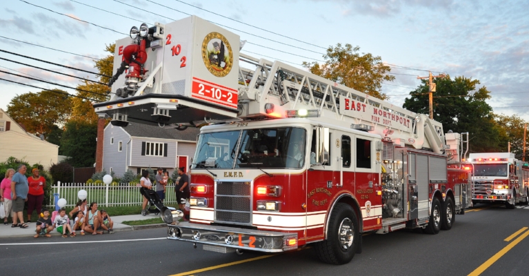   An East Northport Fire Department ladder truck was featured in the parade.  