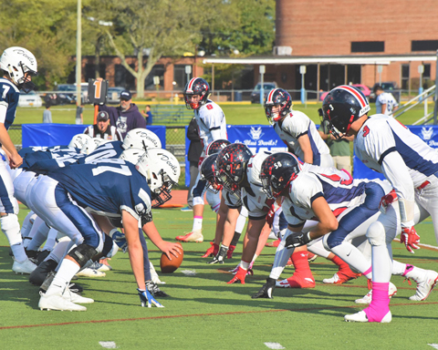  The Huntington Blue Devils were victorious against Smithtown East during their Homecoming game, 32-20.  Photos/Huntington School District    