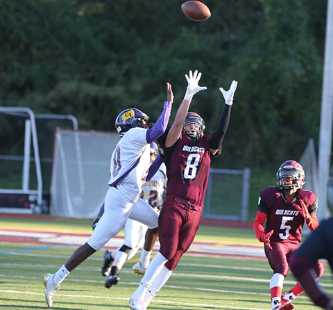  Wide receiver Gregory Borysowski makes the catch down the line to get the first down. 