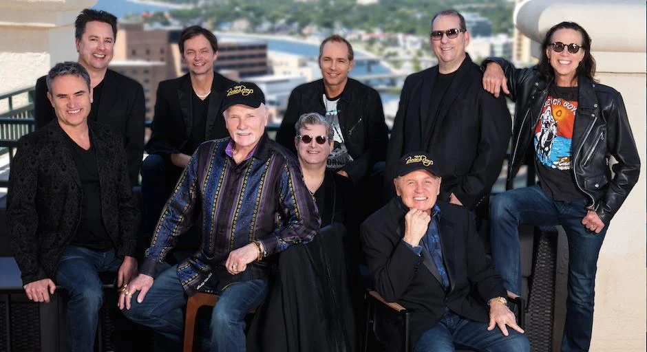 Original Beach Boys member Mike Love, seated second from left, and Bruce Johnston, seated right, headline a holiday show of classics from The Beach Boys at The Paramount.