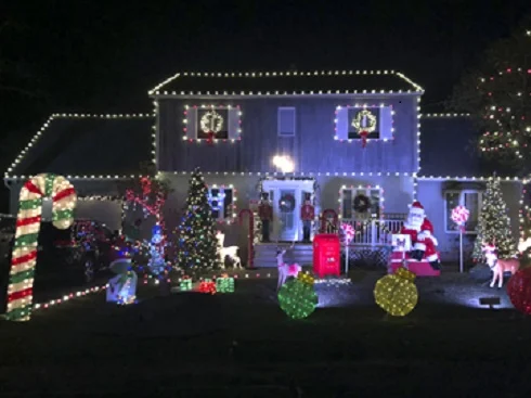 The Creegan house at 24 Wells Place, Huntington Station, won first prize in the Town of Huntington’s Holiday Decorating Contest. Town of Huntington photo/Doug Martines