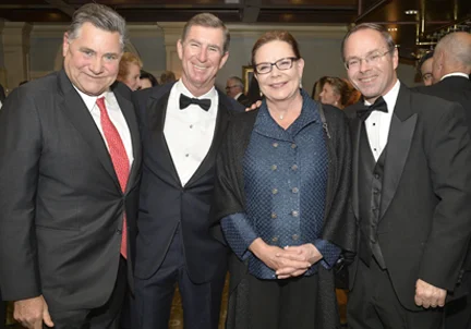 Hospital supporters at the gala, from left, are: Stanley Gale, board member and Kean Develpoment CEO John Kean, board member and Daniel Gale Sotheby’s Real Estate CEO Patricia Petersen, and Huntington Hospital’s former executive director Gerard X. Brogan, Jr.