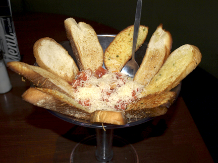  Bruschetta pomodoro ($9.49) is served in an oversized martini glass. 