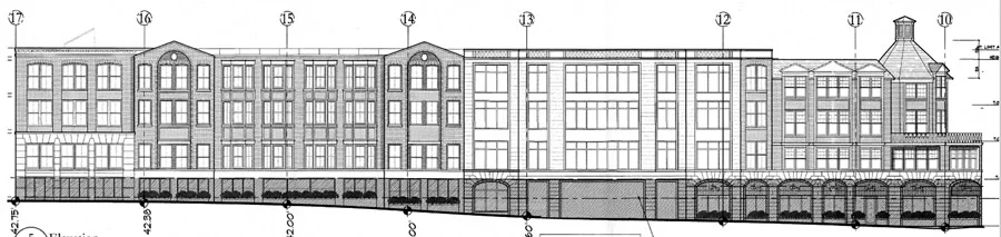 A side elevation of the development as seen from Gerard Street.