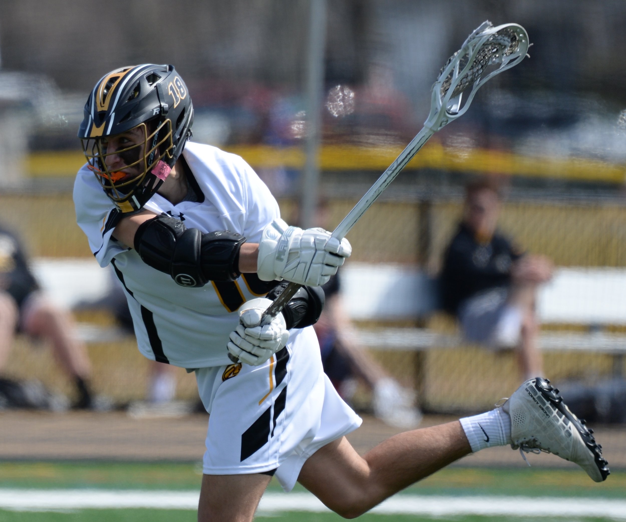 Senior attackman Philip Polo rips a shot. He scored a goal for the Friars Tuesday against St. Ignatius. Photo/St. Anthony;’s High School