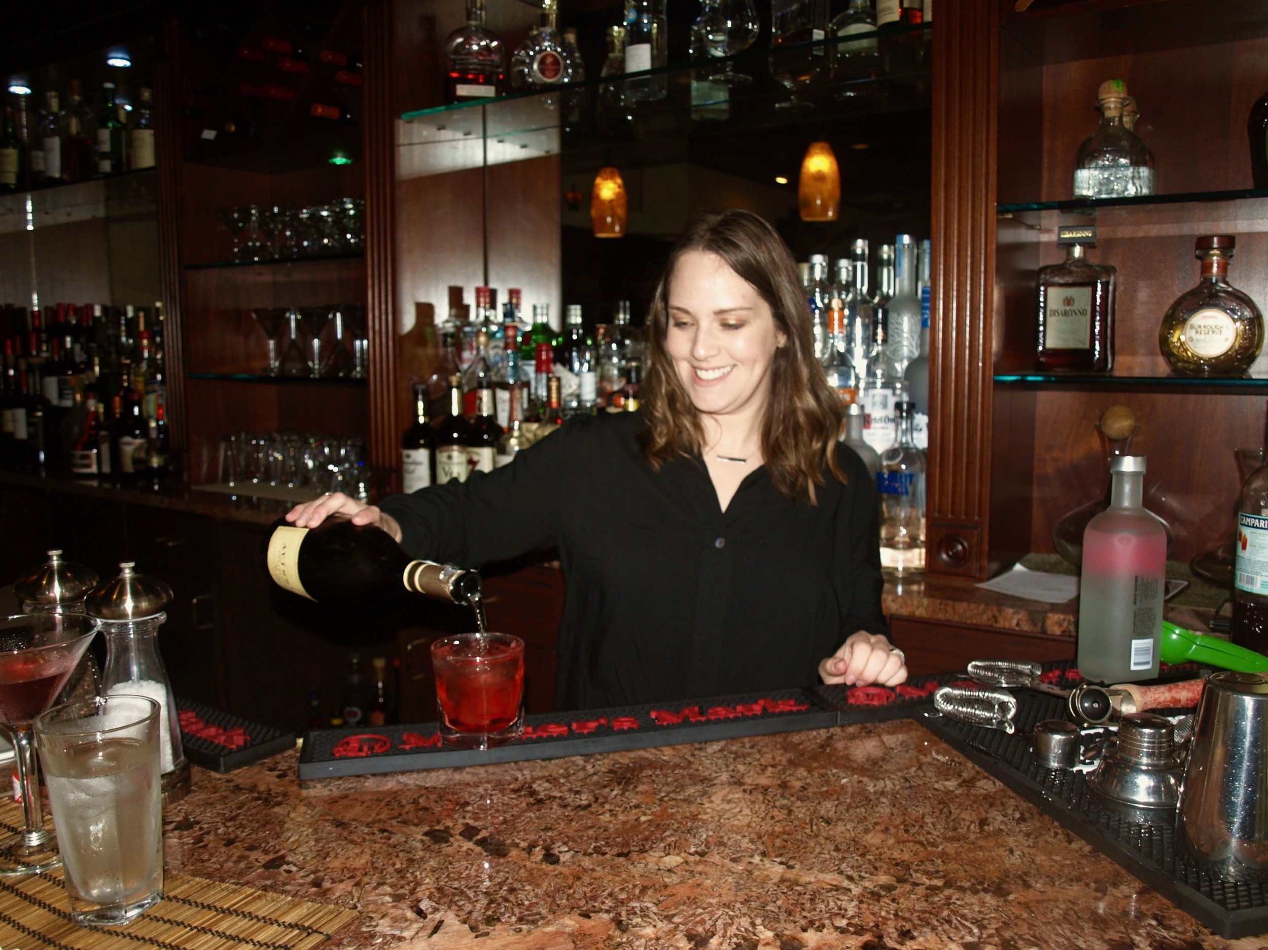  Bartender, Jessica Chaimowitz serves up a spring cocktail. 