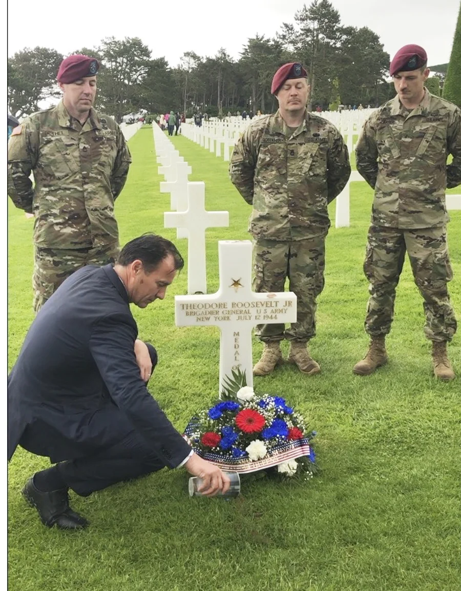 US. Rep. Tom Suozzi laid wreaths at the graves of local service members buried in the American Cemetery at Colleville-sur-Mer, France, as part of a delegation marking the 75th anniversary of D-Day.
