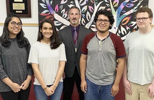 Students Umema Siddiqui Alina Naseer Efrain Citle-Palestino and Benjamin Joseph were recognized by NPR radio’s Student Podcast Challenge for their submission “Between Two Worlds.”