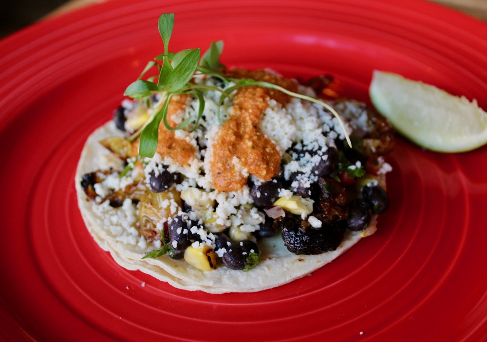  Sprouts taco with black bean corn salsa 