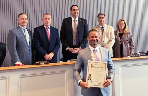 Huntington Town Board members recognized German with a proclamation in praise of his fundraising accomplishment.