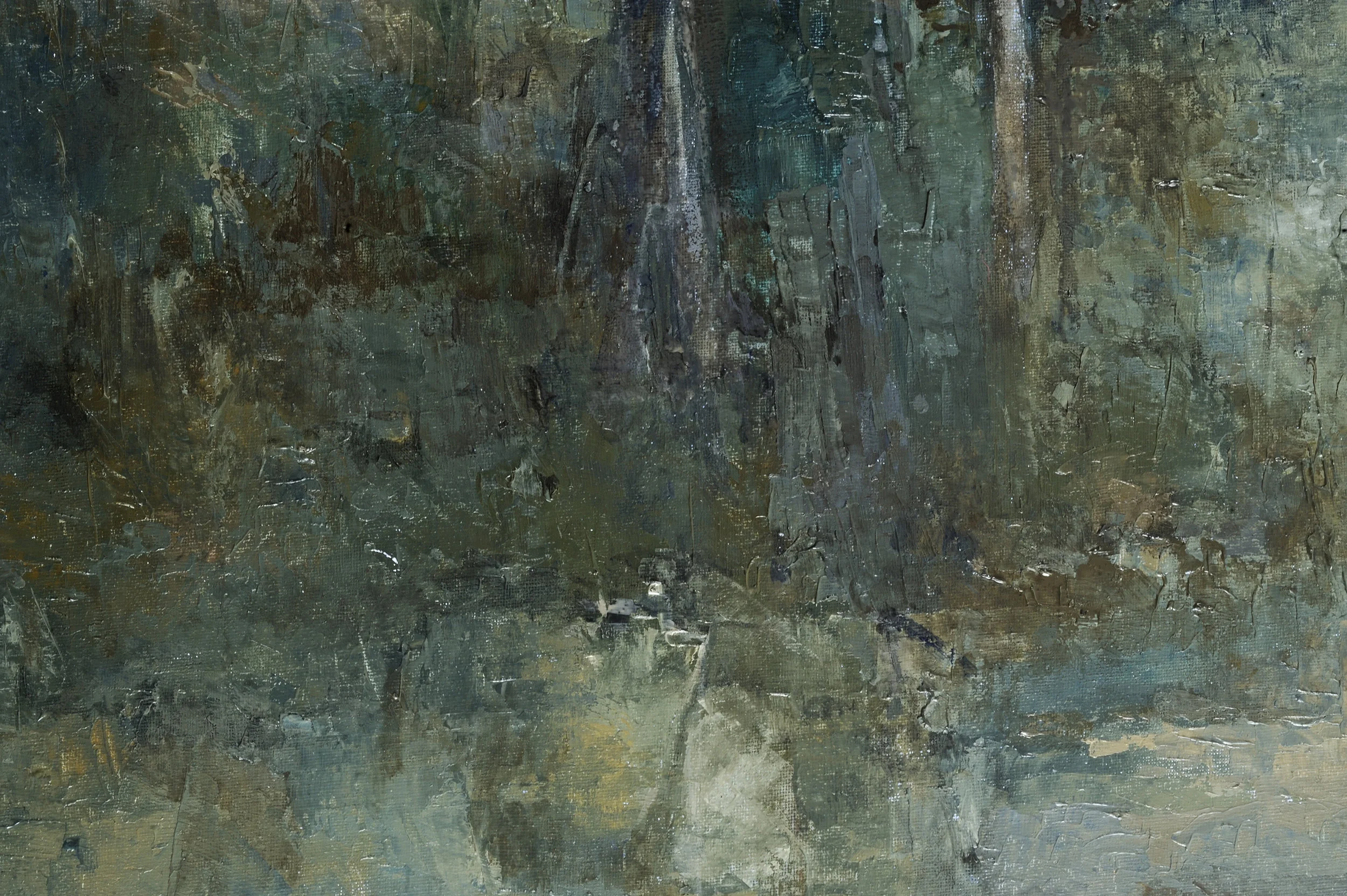 falling blue  12x12  oil