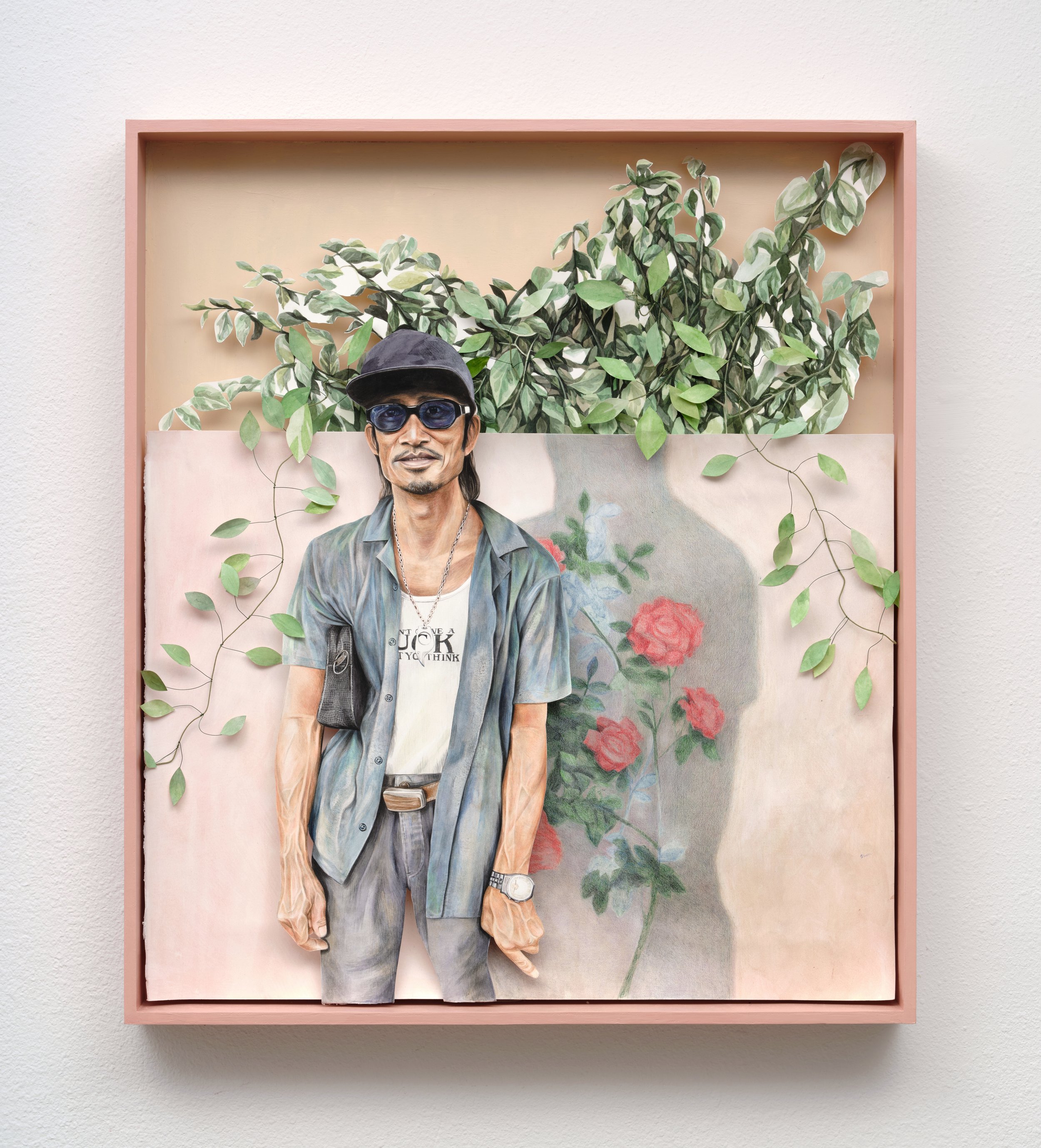   Martin , 2020  Watercolor, pencil and wire on paper  34.5 x 30.25 x 3.75” 