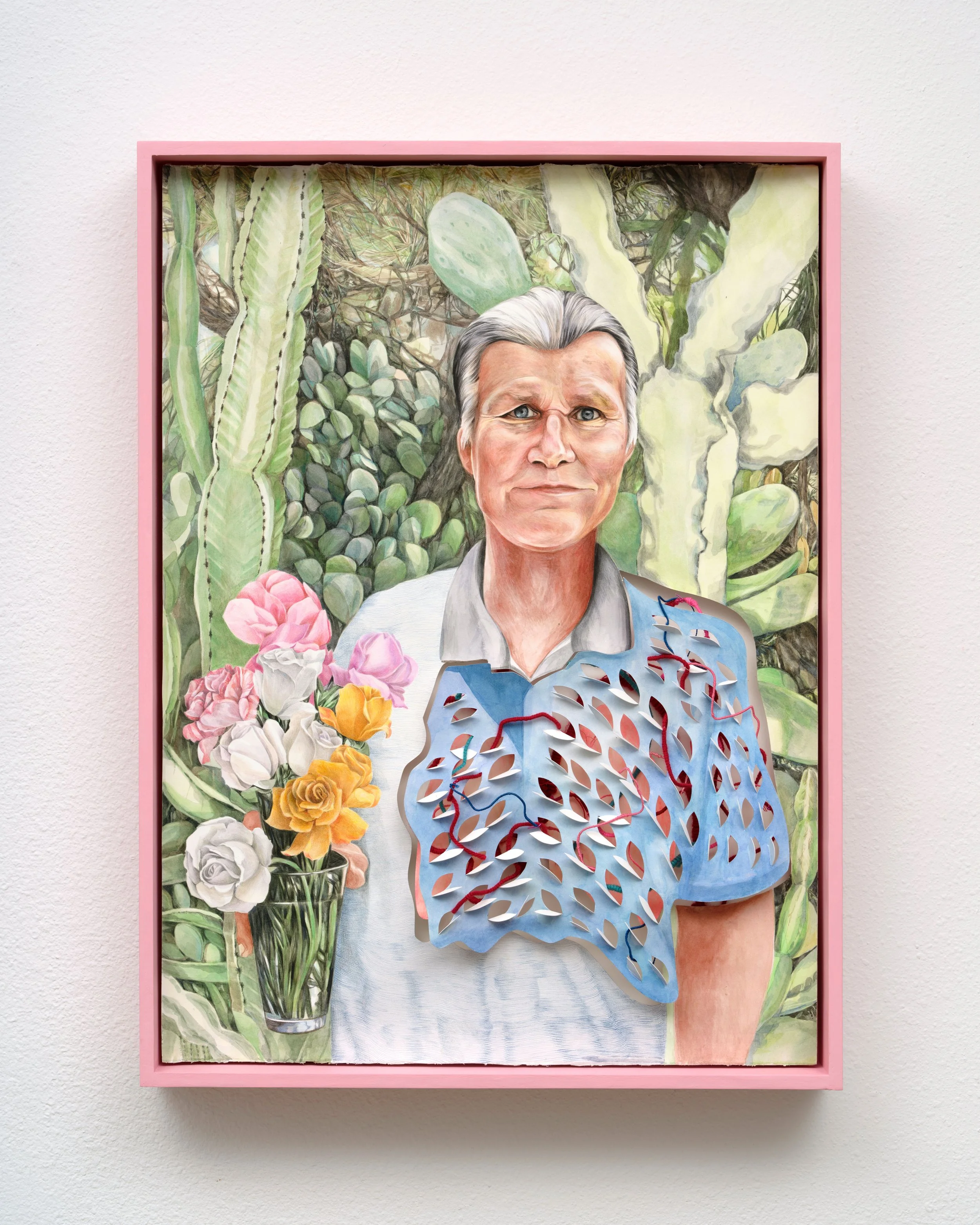   Tim , 2020 Watercolor and pencil on paper 31.25 x 23.25 x 3.75” 