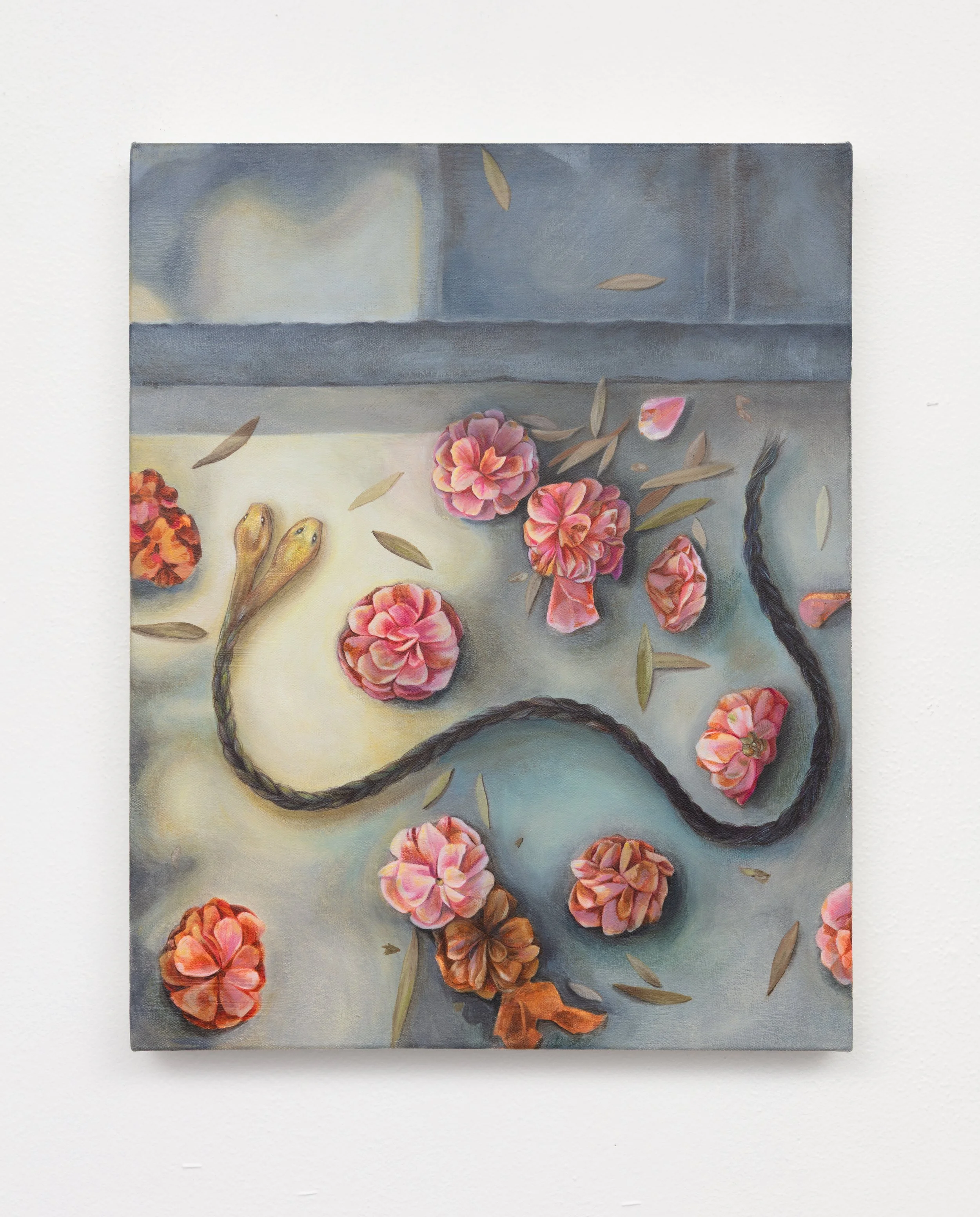 painting of snake and flowers on pavement