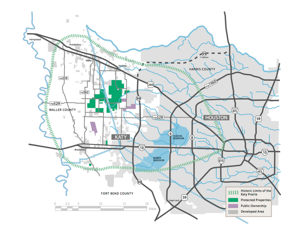 Above: Historic boundaries and protected areas on the Katy Prairie