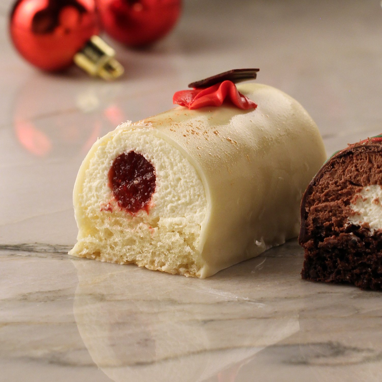 NEW! White Chocolate & Raspberry Mini Yule Log — WOW! Factor Desserts