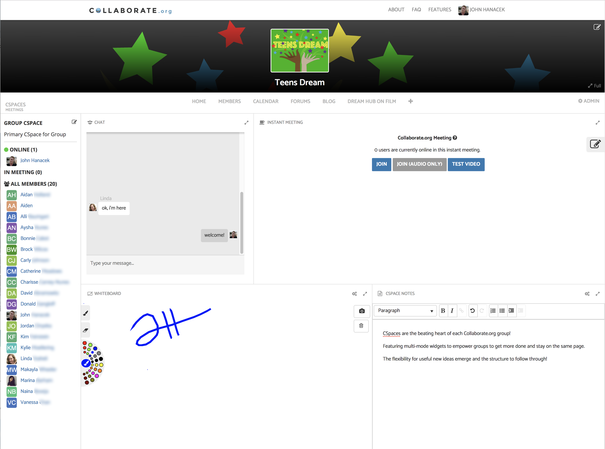 Cspaces concept design lead. Interactive mockups to zero in on finalized ideas. Whiteboard UX design.