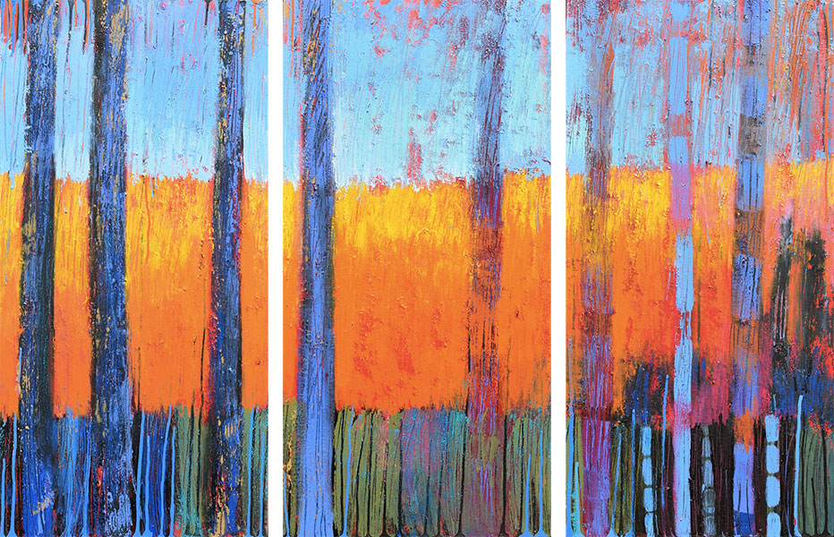 That Forest 3. Acrylic on Canvas. Triptych 36x54