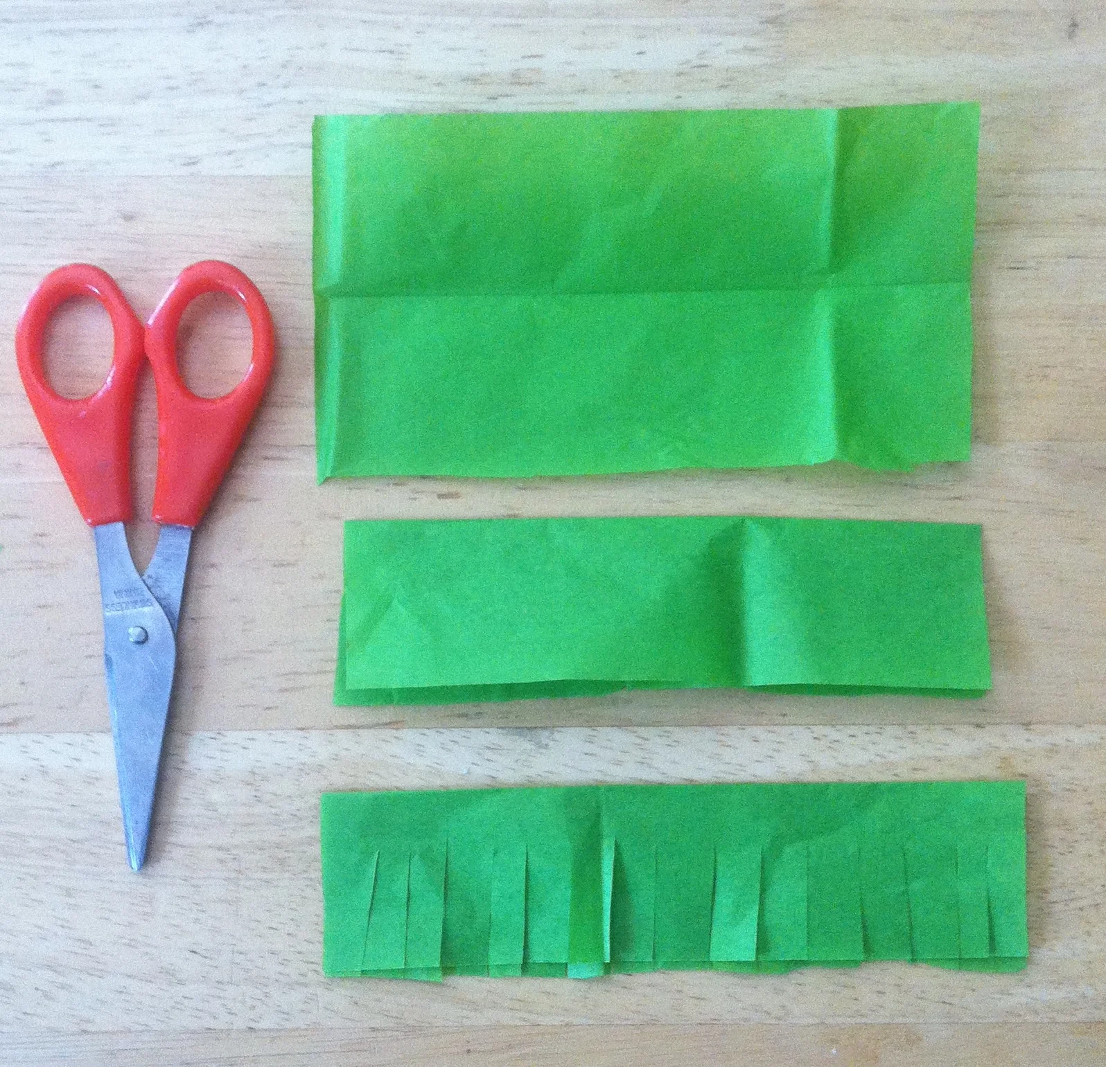 Note: this is just a demo. If you cut your strips this small, you will be making a piñata for the next 200 years!!!