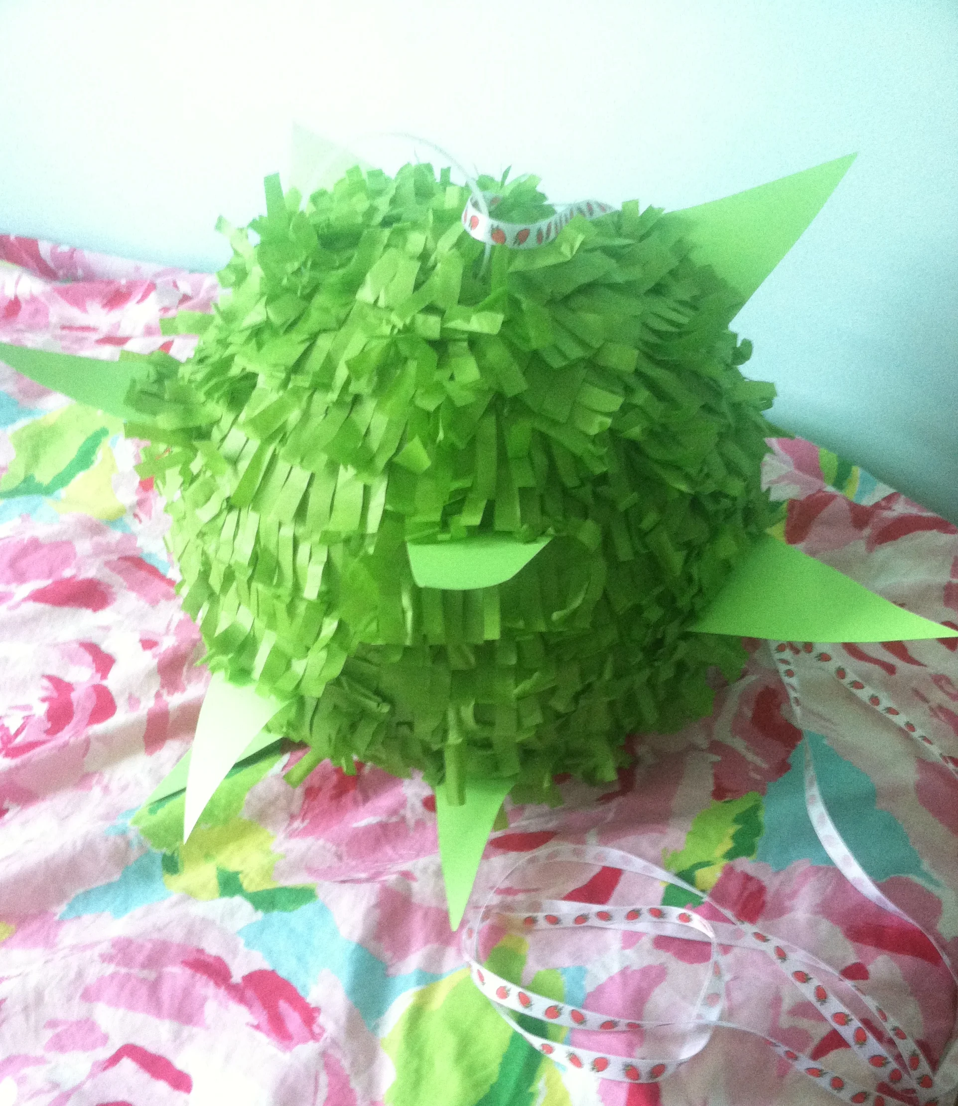 I strung it up using strawberry ribbon! <3 