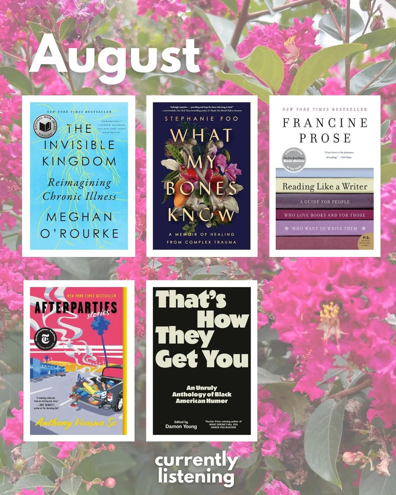 August reads: bangers only 10/10