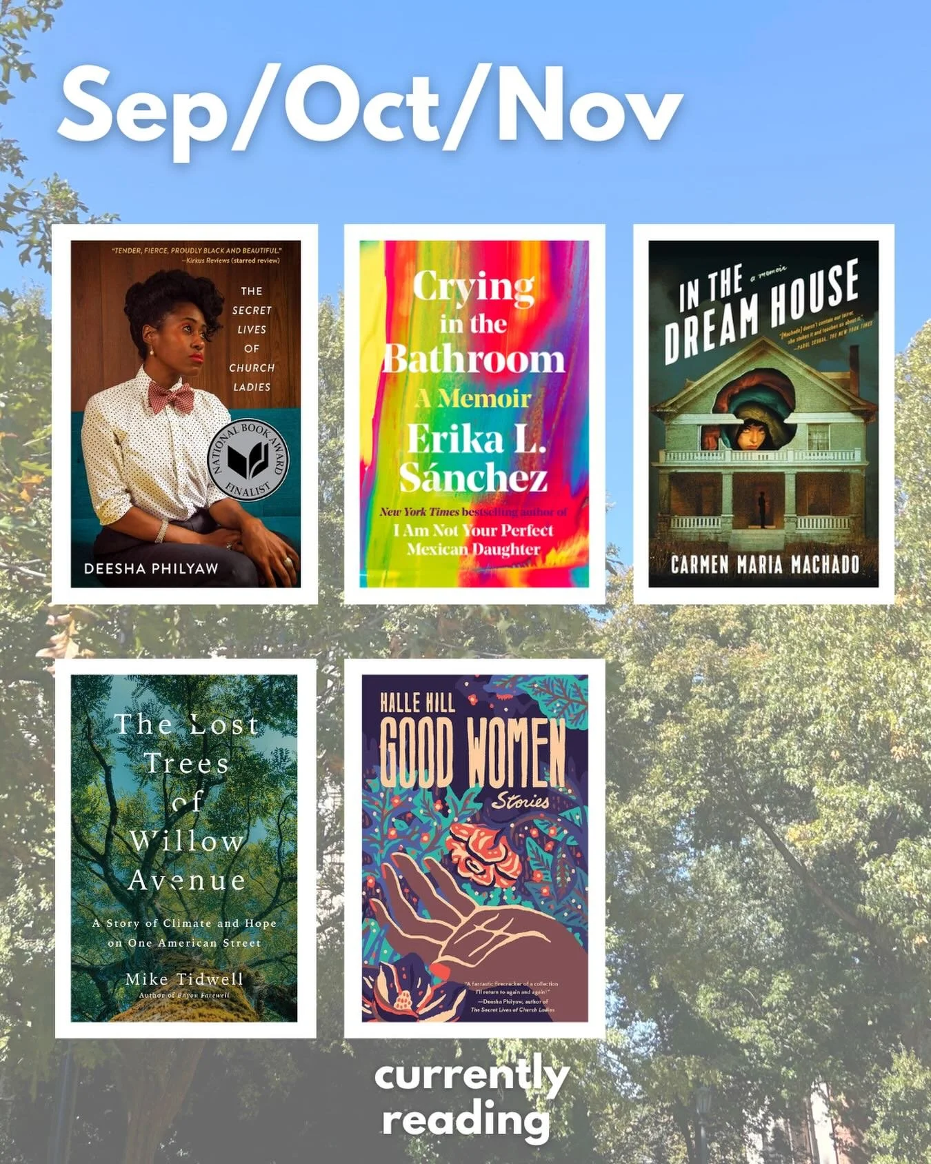 the fall semester in books! Not pictured: all the audio books I abandoned (my current dealbreaker: must keep me awake at 5AM) or the hundreds of pages of student work I was lucky enough to read. I&rsquo;m really excited about my newest book, a recc v